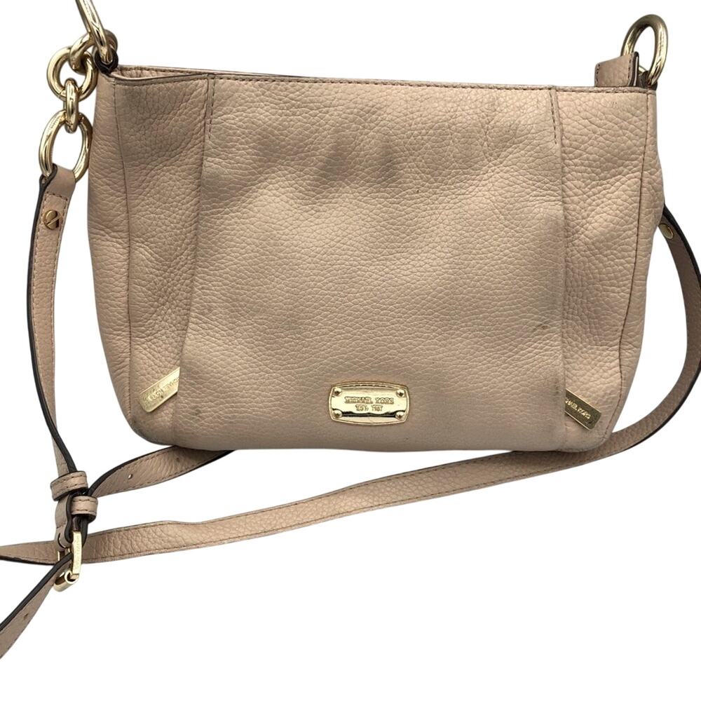 Michael Kors Blush Tan Leather Crossbody Handbag Purse Gold Hardware Bag